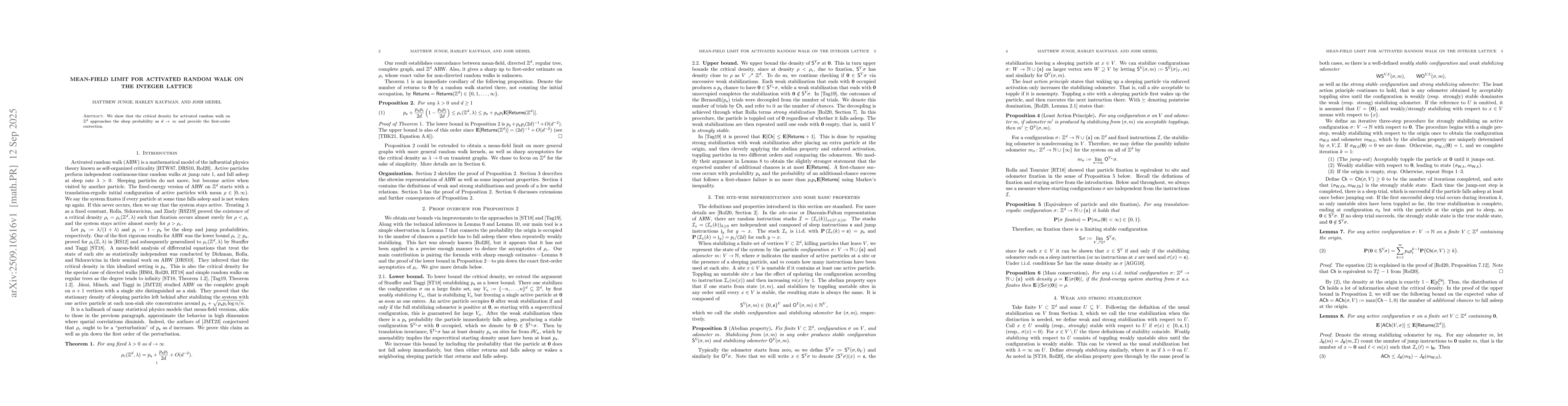Thumbnail for Mean-field limit for activated random walk on the integer lattice