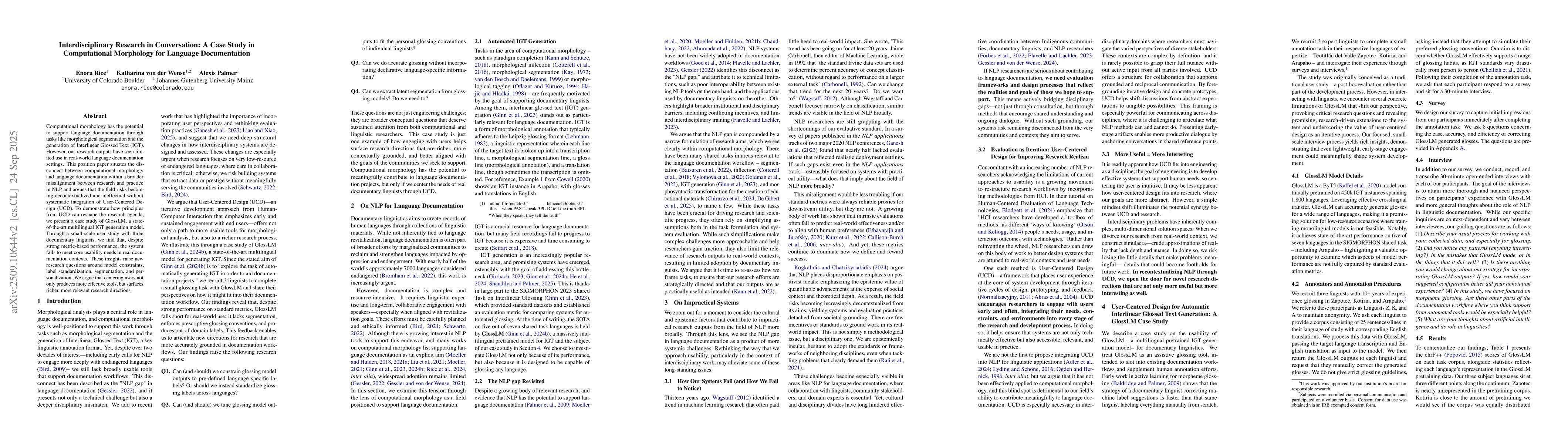Thumbnail for Interdisciplinary Research in Conversation: A Case Study in
  Computational Morphology for Language Documentation