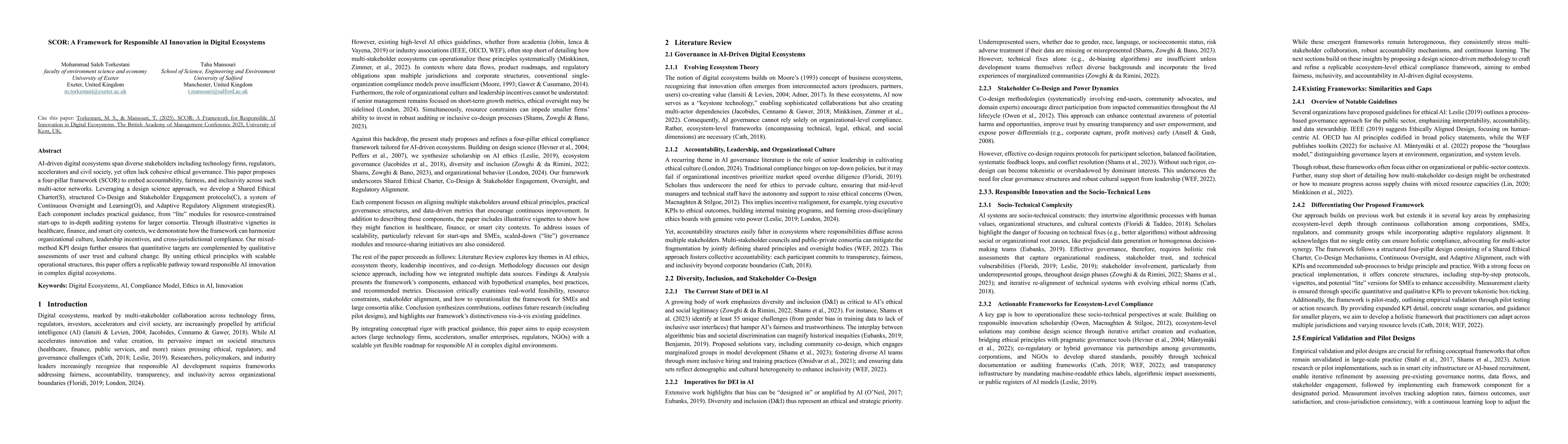 Thumbnail for SCOR: A Framework for Responsible AI Innovation in Digital Ecosystems