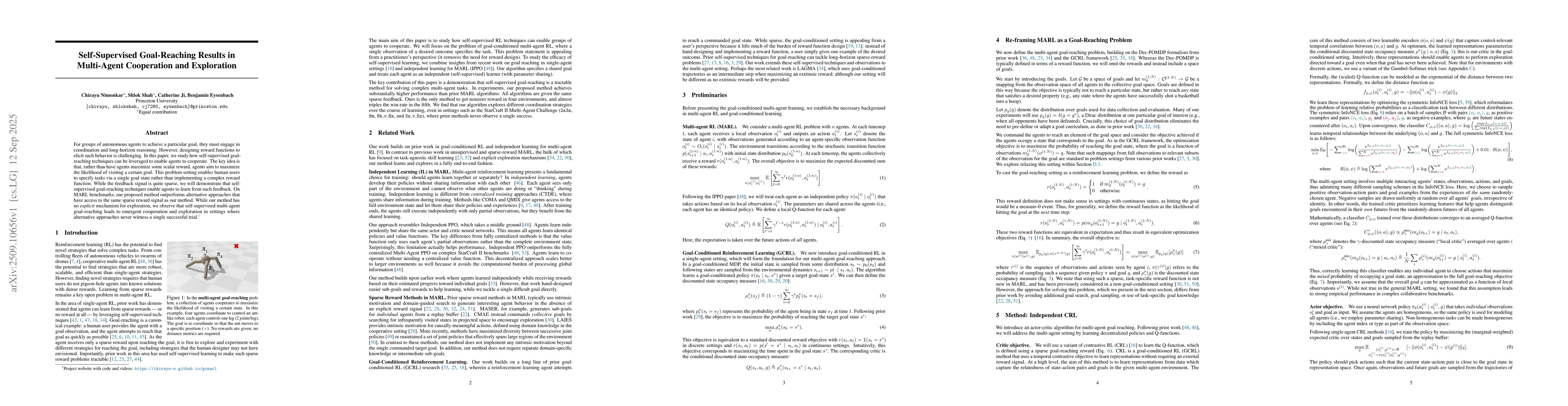 Thumbnail for Self-Supervised Goal-Reaching Results in Multi-Agent Cooperation and
  Exploration