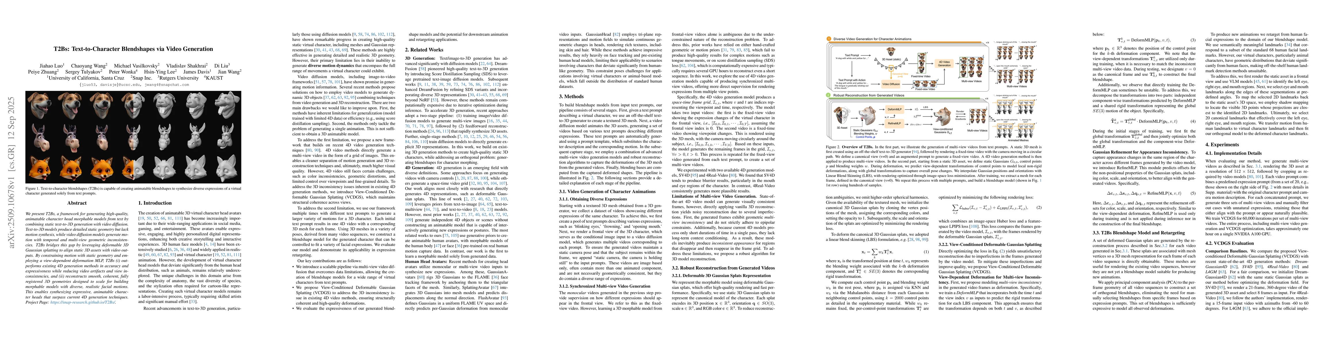 Thumbnail for T2Bs: Text-to-Character Blendshapes via Video Generation