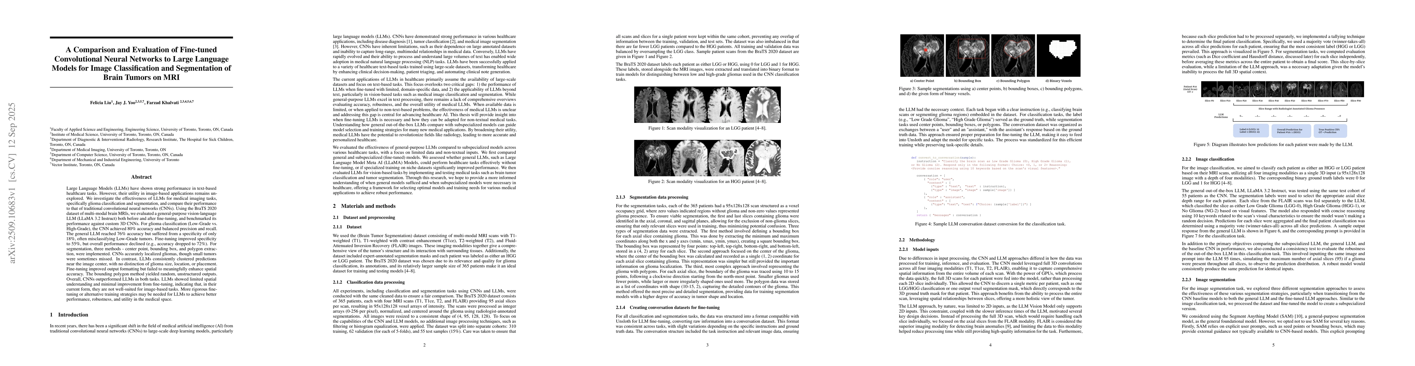 Thumbnail for A Comparison and Evaluation of Fine-tuned Convolutional Neural Networks
  to Large Language Models for Image Classification and Segmentation of Brain
  Tumors on MRI