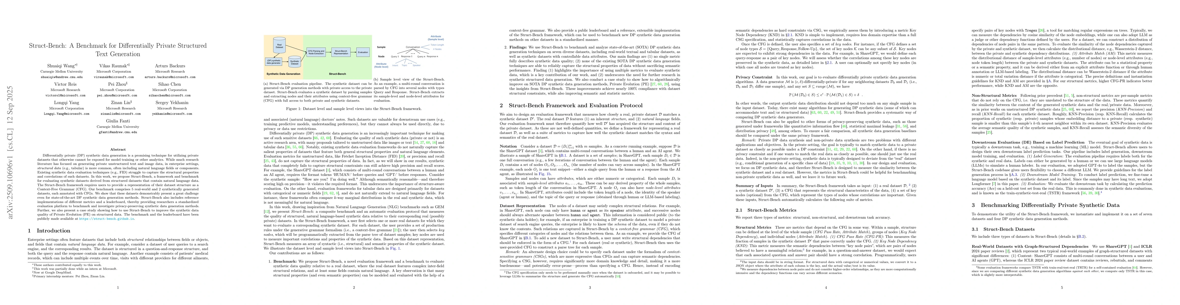 Thumbnail for Struct-Bench: A Benchmark for Differentially Private Structured Text
  Generation