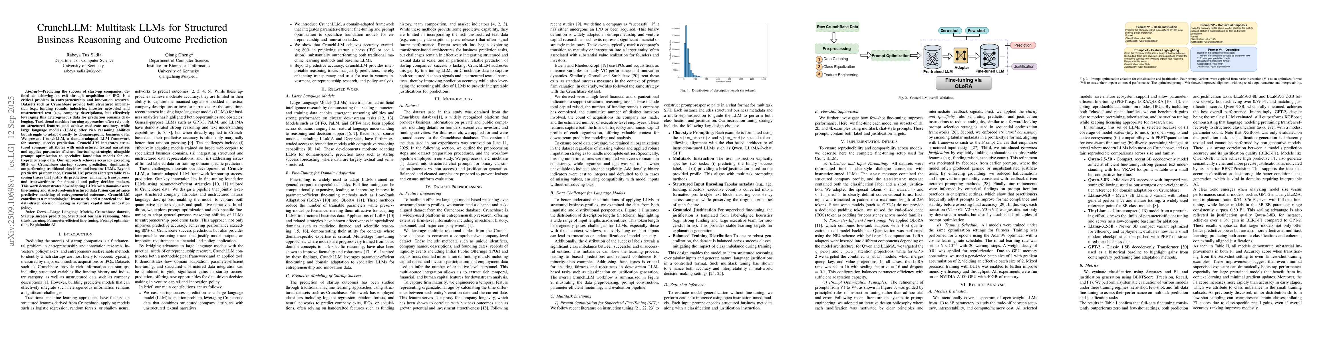 Thumbnail for CrunchLLM: Multitask LLMs for Structured Business Reasoning and Outcome
  Prediction