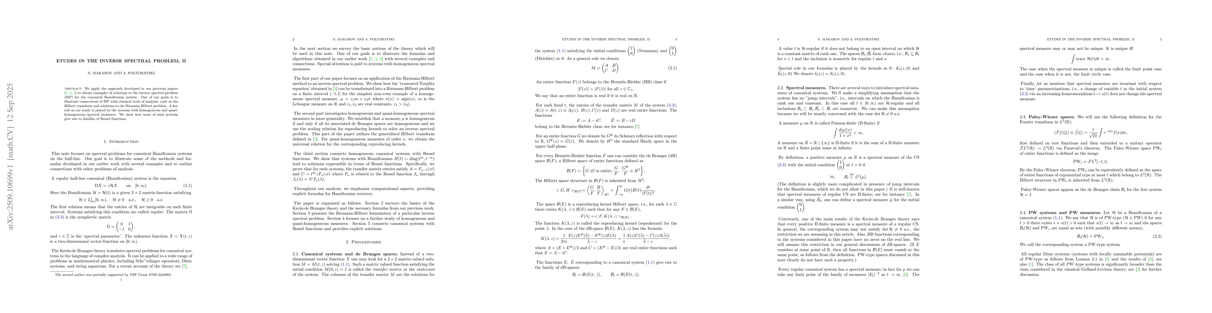 Thumbnail for Etudes in the inverse spectral problem, II