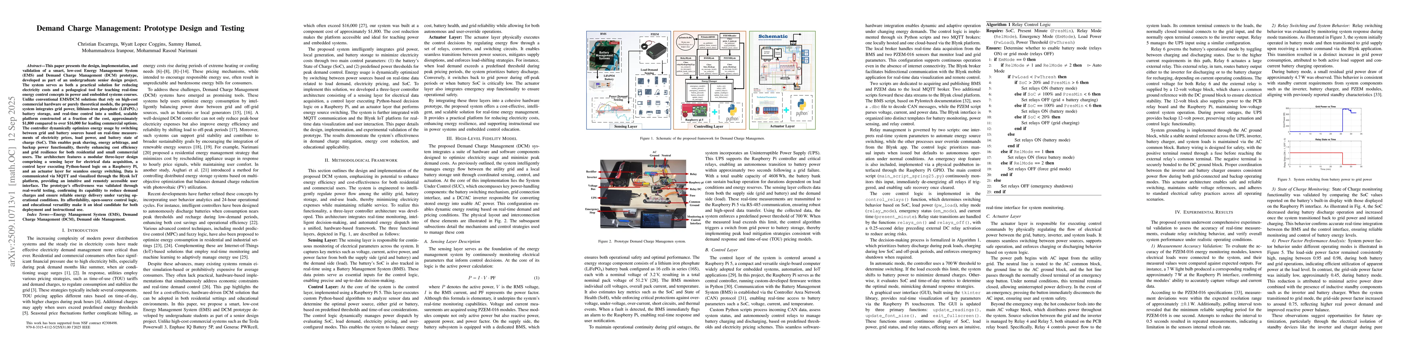Thumbnail for Demand Charge Management: Prototype Design and Testing