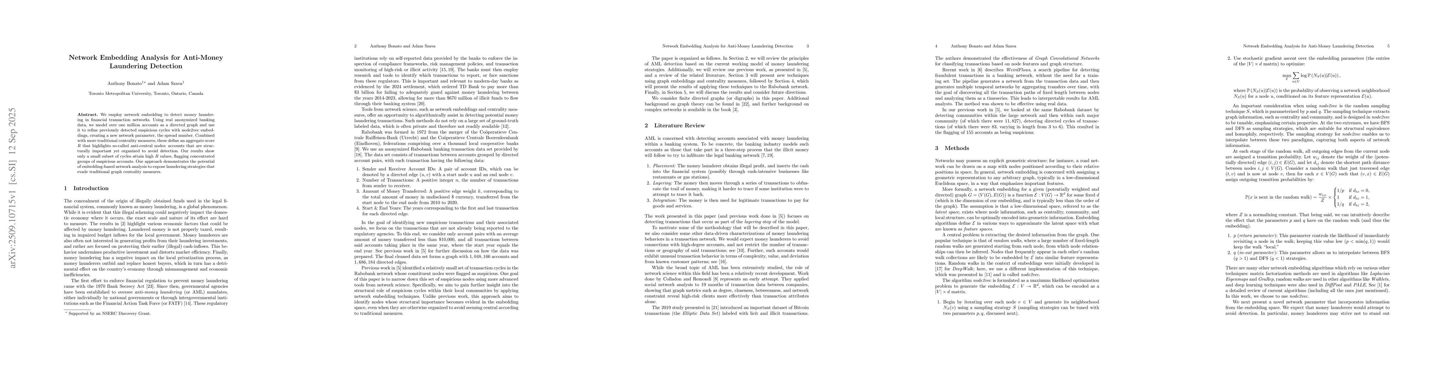 Thumbnail for Network Embedding Analysis for Anti-Money Laundering Detection