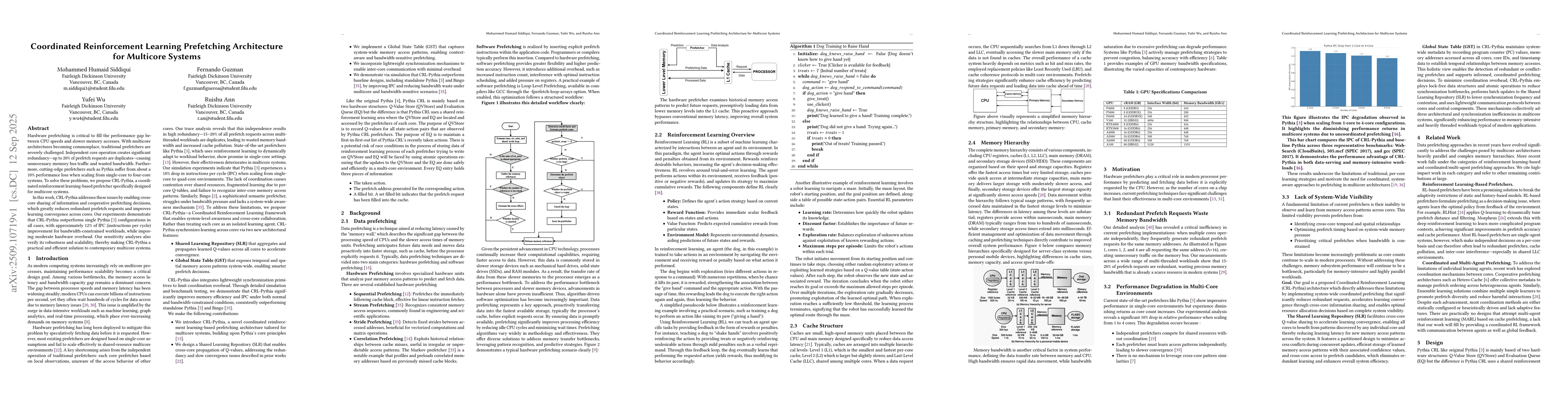 Thumbnail for Coordinated Reinforcement Learning Prefetching Architecture for
  Multicore Systems