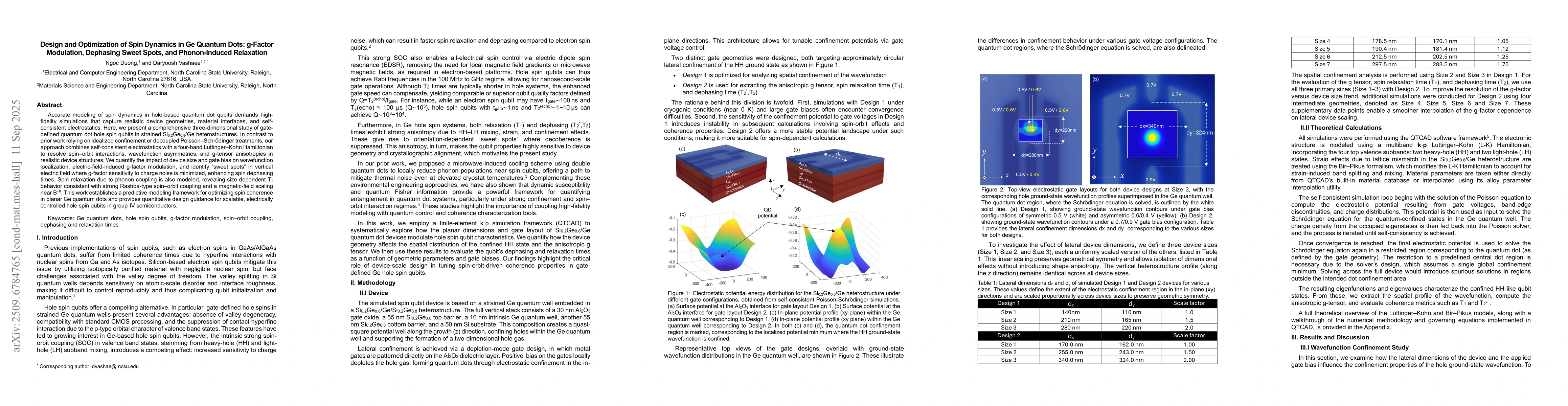 Thumbnail for Design and Optimization of Spin Dynamics in Ge Quantum Dots: g-Factor
  Modulation, Dephasing Sweet Spots, and Phonon-Induced Relaxation
