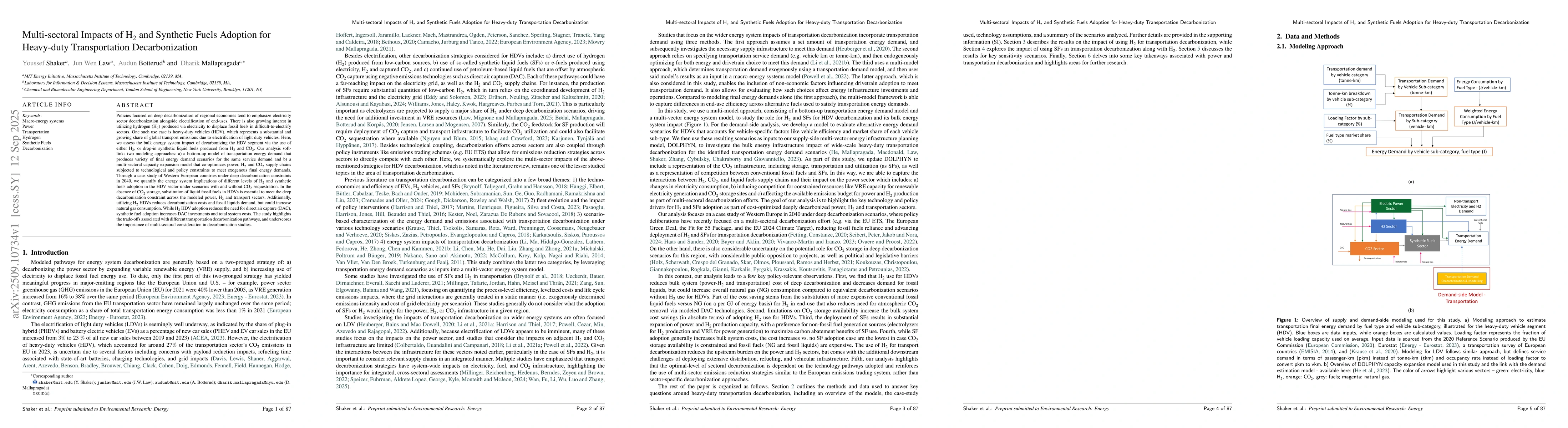Thumbnail for Multi-sectoral Impacts of H2 and Synthetic Fuels Adoption for Heavy-duty
  Transportation Decarbonization