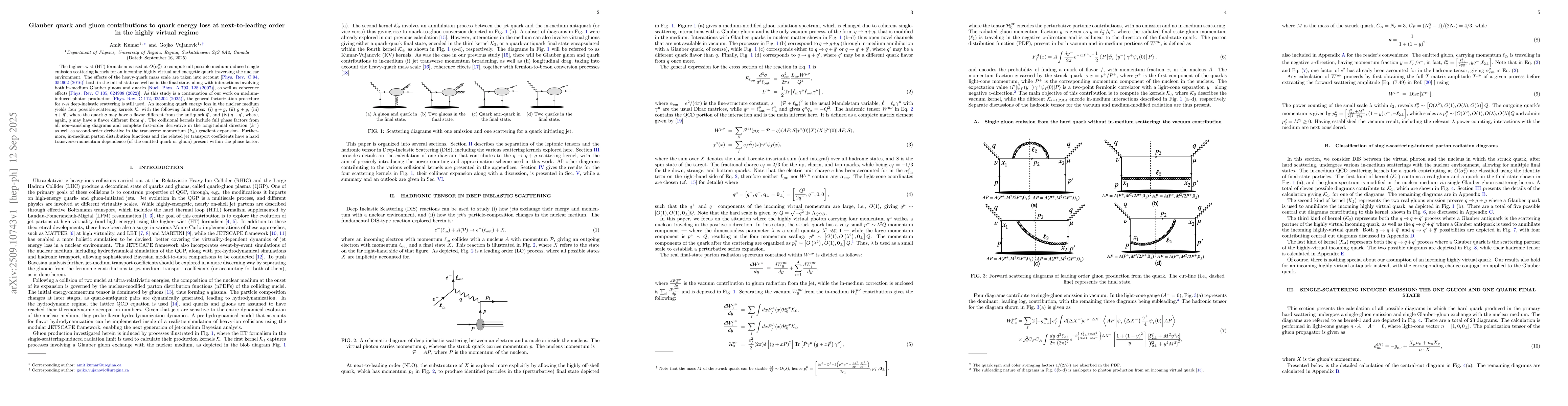 Thumbnail for Glauber quark and gluon contributions to quark energy loss at
  next-to-leading order in the highly virtual regime