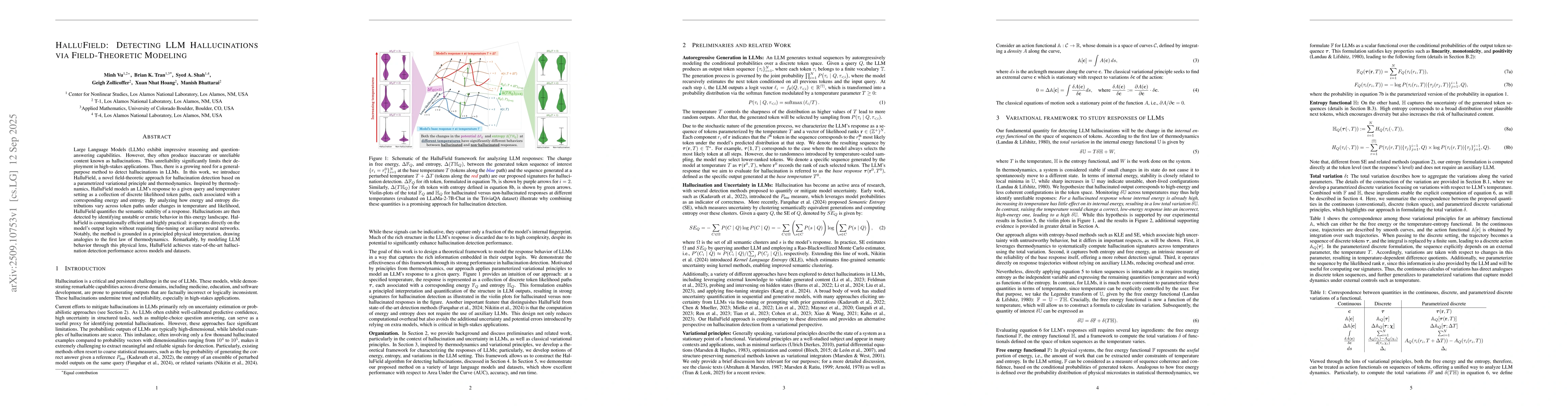 Thumbnail for HalluField: Detecting LLM Hallucinations via Field-Theoretic Modeling