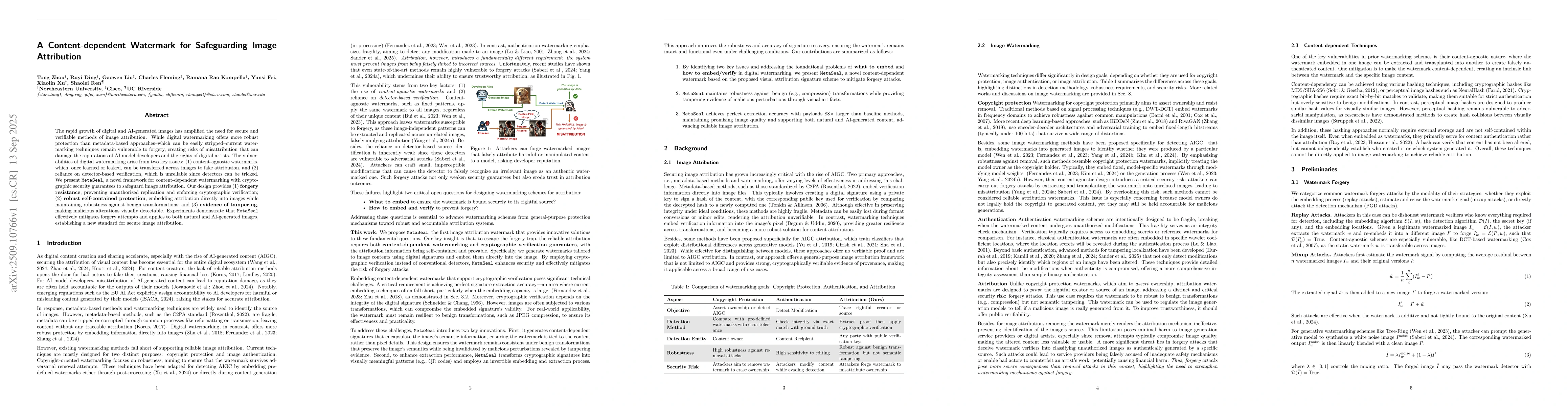 Thumbnail for A Content-dependent Watermark for Safeguarding Image Attribution