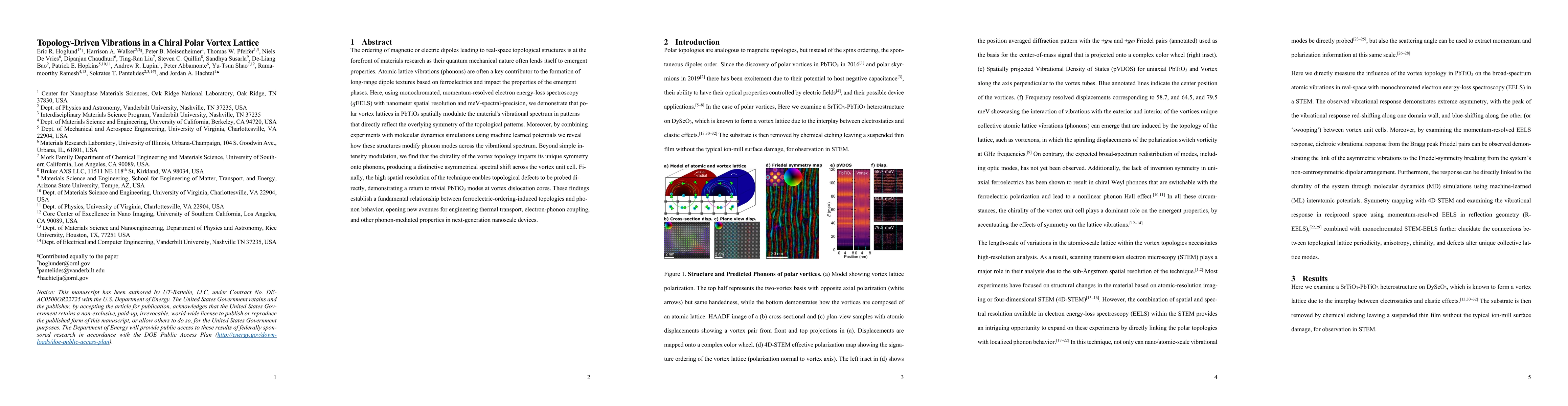 Thumbnail for Topology-Driven Vibrations in a Chiral Polar Vortex Lattice
