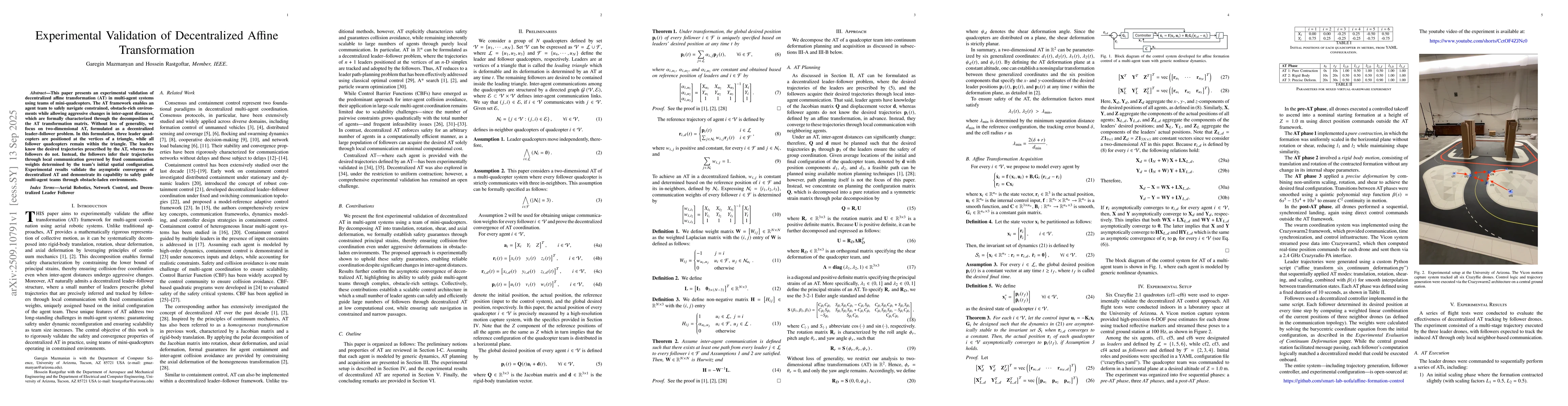 Thumbnail for Experimental Validation of Decentralized Affine Transformation