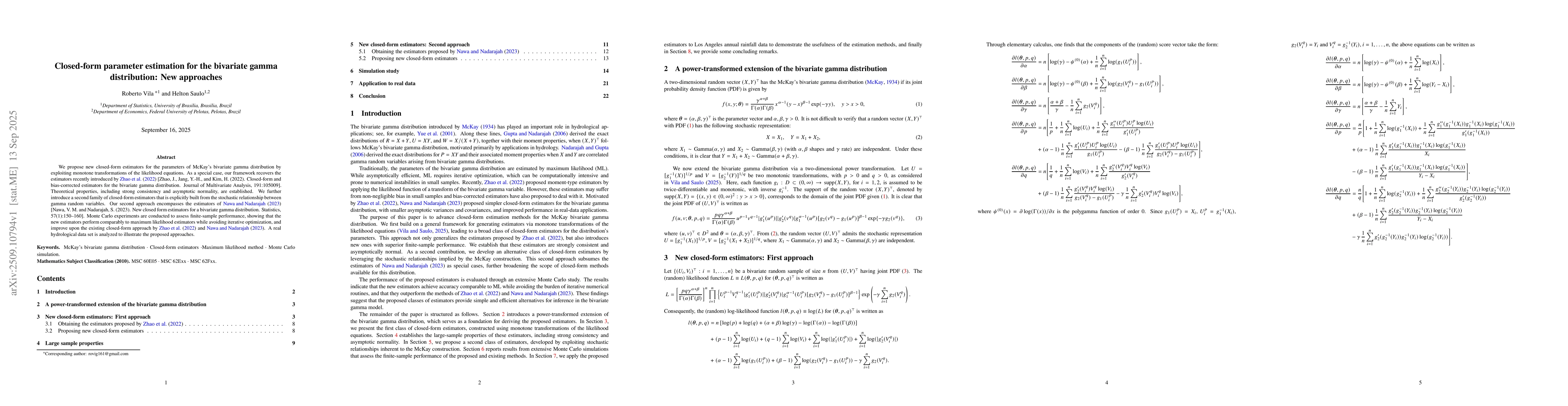 Thumbnail for Closed-form parameter estimation for the bivariate gamma distribution:
  New approaches