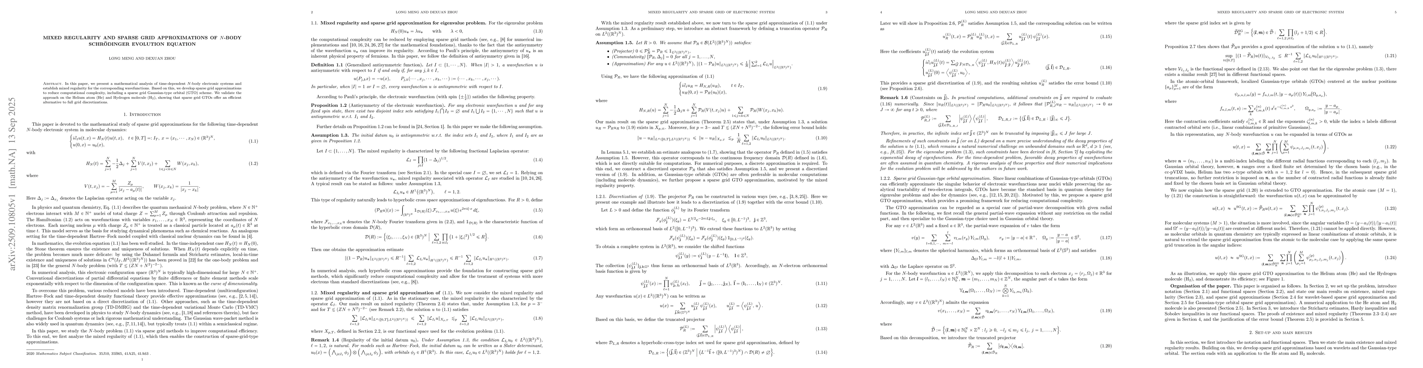 Thumbnail for Mixed regularity and sparse grid approximations of $N$-body
  Schrödinger evolution equation