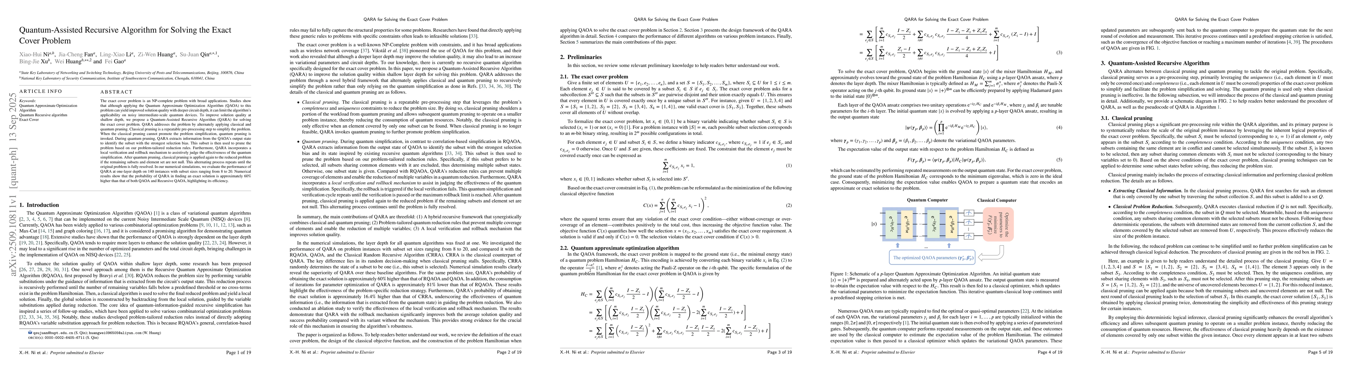 Thumbnail for Quantum-Assisted Recursive Algorithm for Solving the Exact Cover Problem