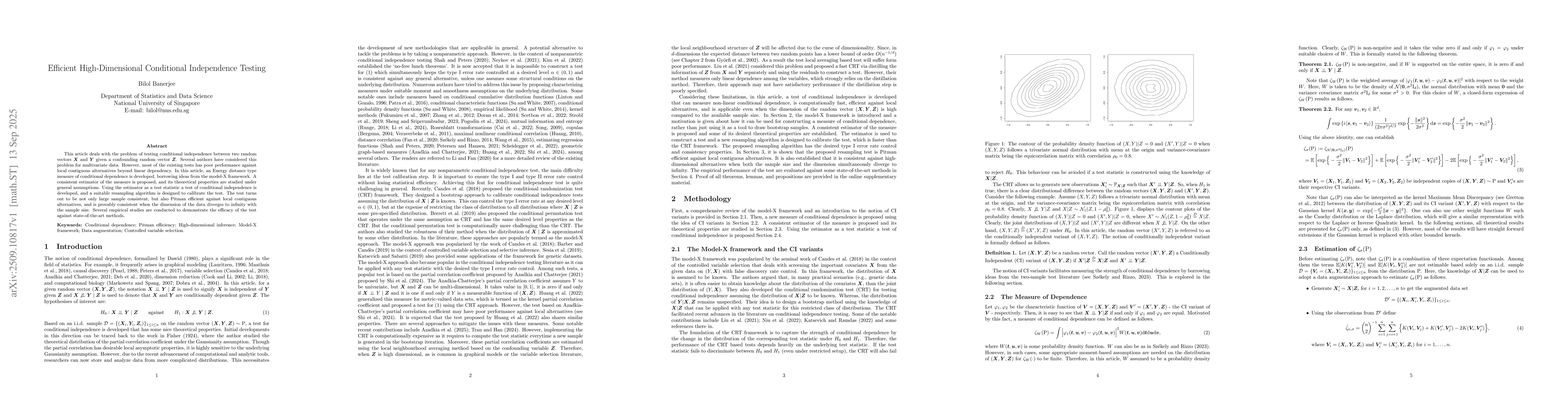 Thumbnail for Efficient High-Dimensional Conditional Independence Testing