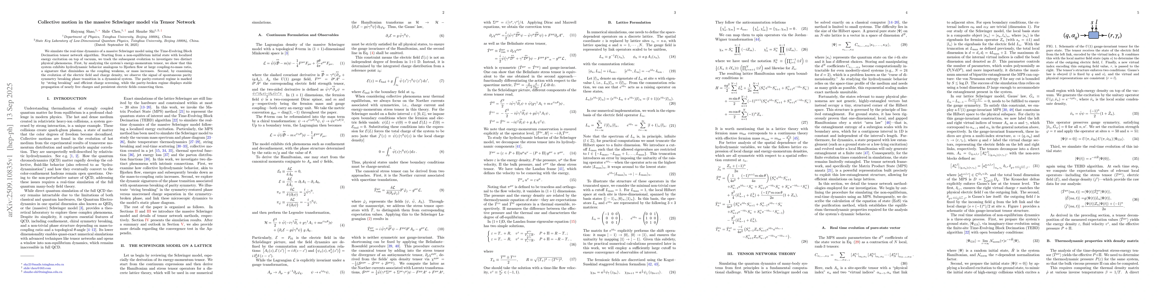 Thumbnail for Collective motion in the massive Schwinger model via Tensor Network