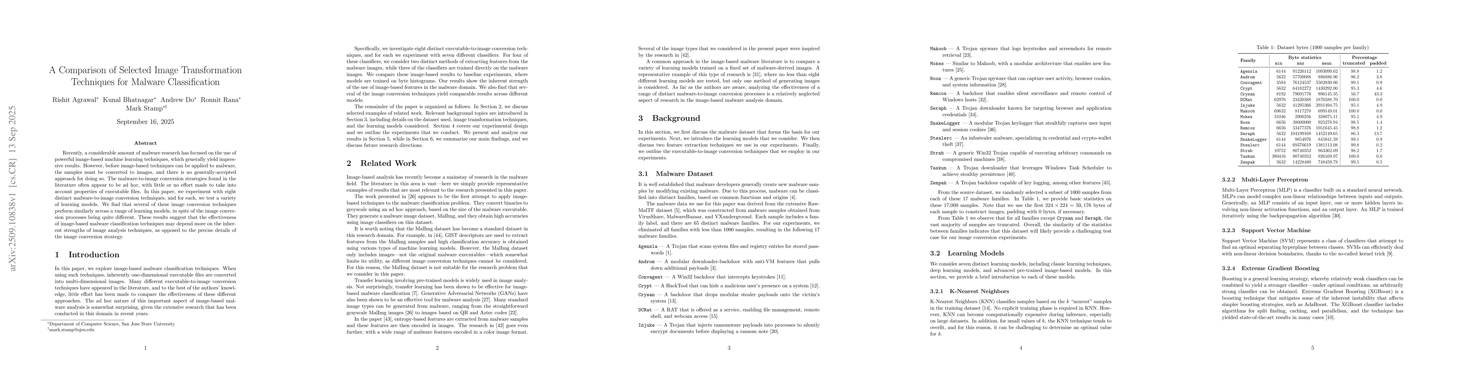 Thumbnail for A Comparison of Selected Image Transformation Techniques for Malware
  Classification