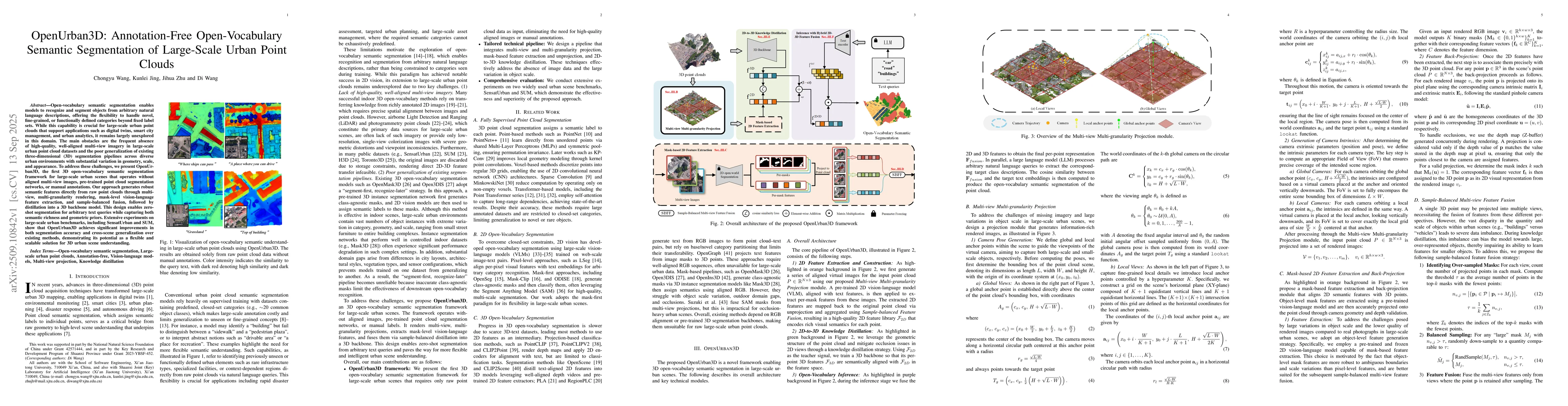 Thumbnail for OpenUrban3D: Annotation-Free Open-Vocabulary Semantic Segmentation of
  Large-Scale Urban Point Clouds