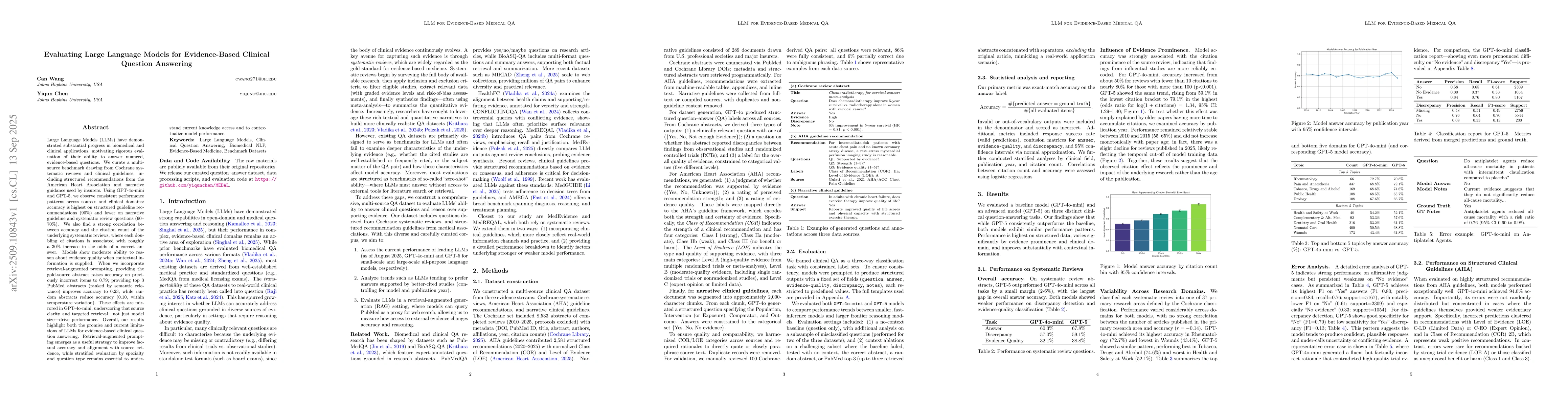 Thumbnail for Evaluating Large Language Models for Evidence-Based Clinical Question
  Answering