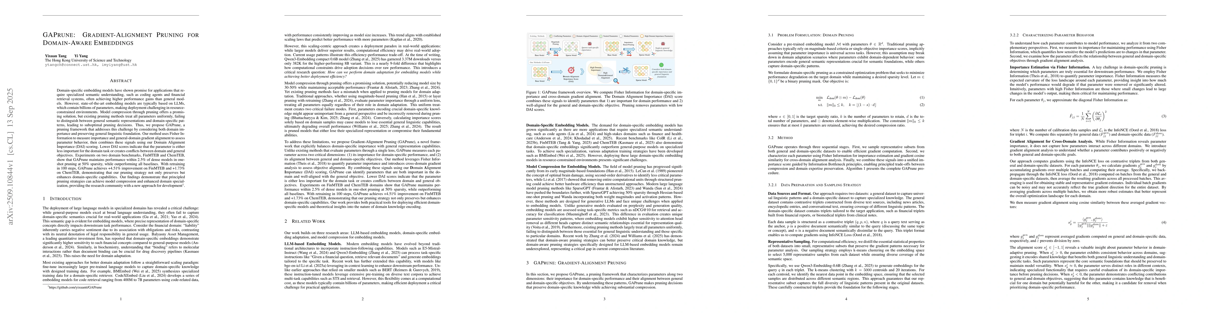 Thumbnail for GAPrune: Gradient-Alignment Pruning for Domain-Aware Embeddings