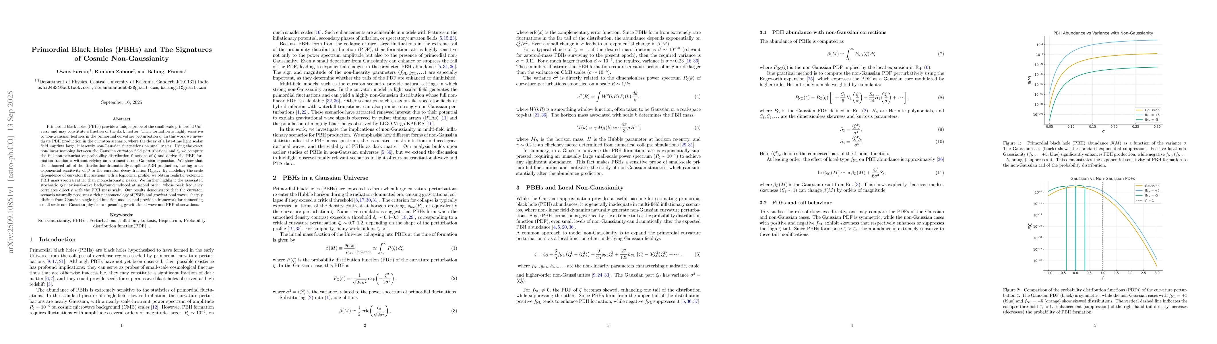Thumbnail for Primordial Black Holes (PBHs) and The Signatures of Cosmic
  Non-Gaussianity