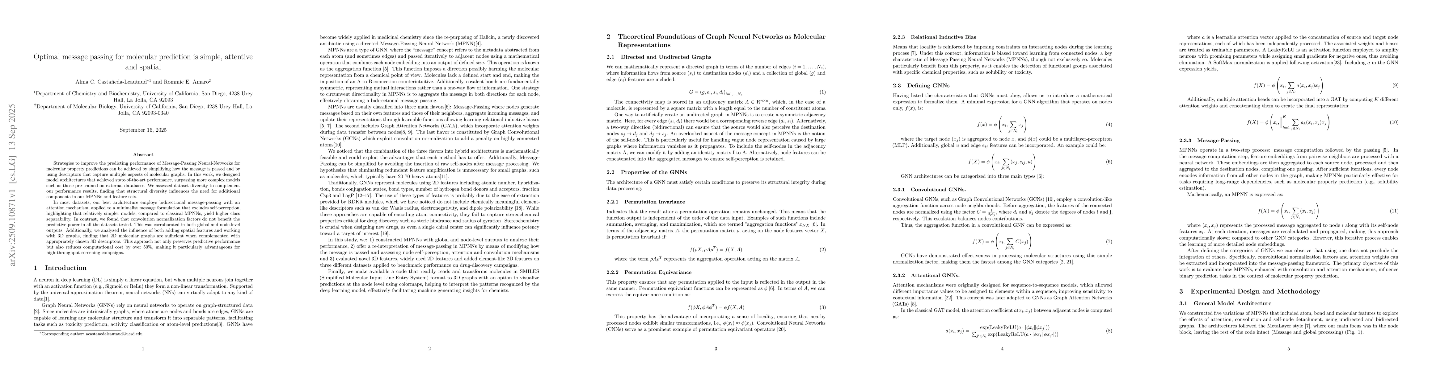Thumbnail for Optimal message passing for molecular prediction is simple, attentive
  and spatial