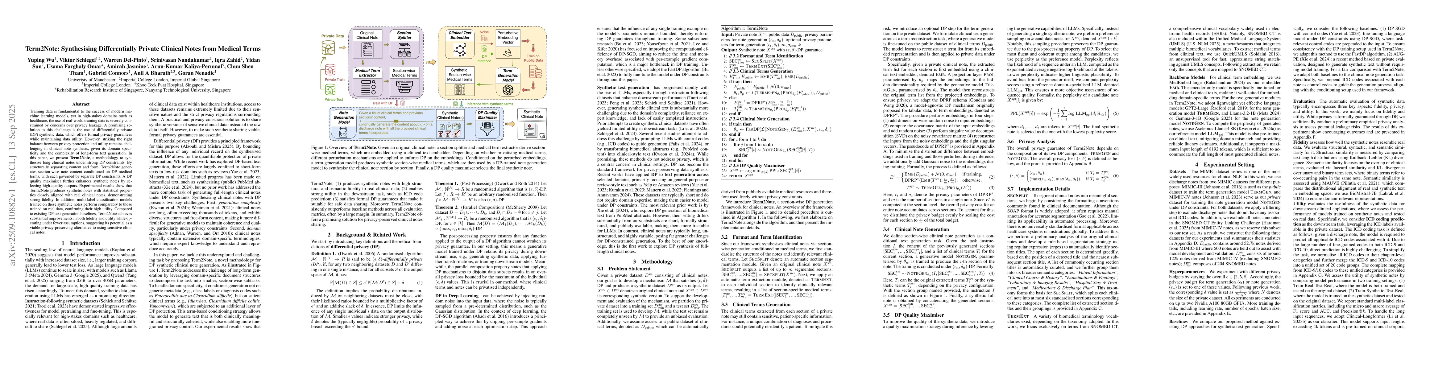 Thumbnail for Term2Note: Synthesising Differentially Private Clinical Notes from
  Medical Terms