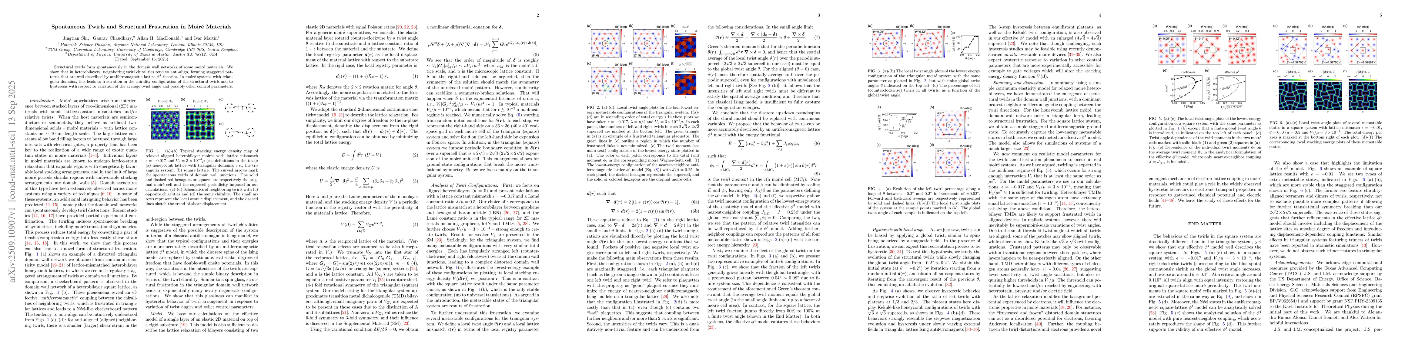Thumbnail for Spontaneous Twirls and Structural Frustration in Moiré Materials