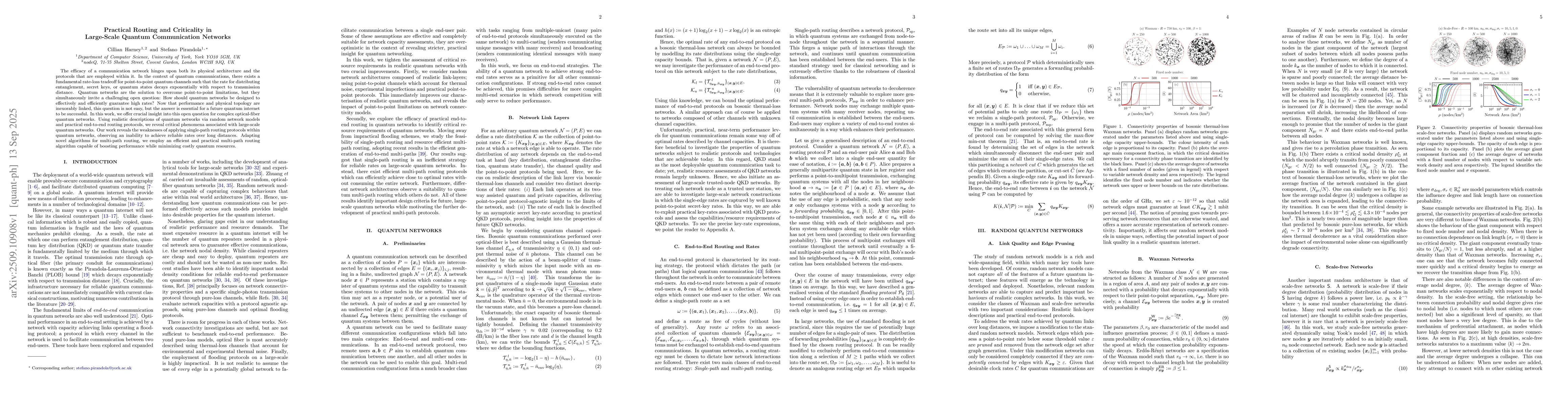Thumbnail for Practical Routing and Criticality in Large-Scale Quantum Communication
  Networks
