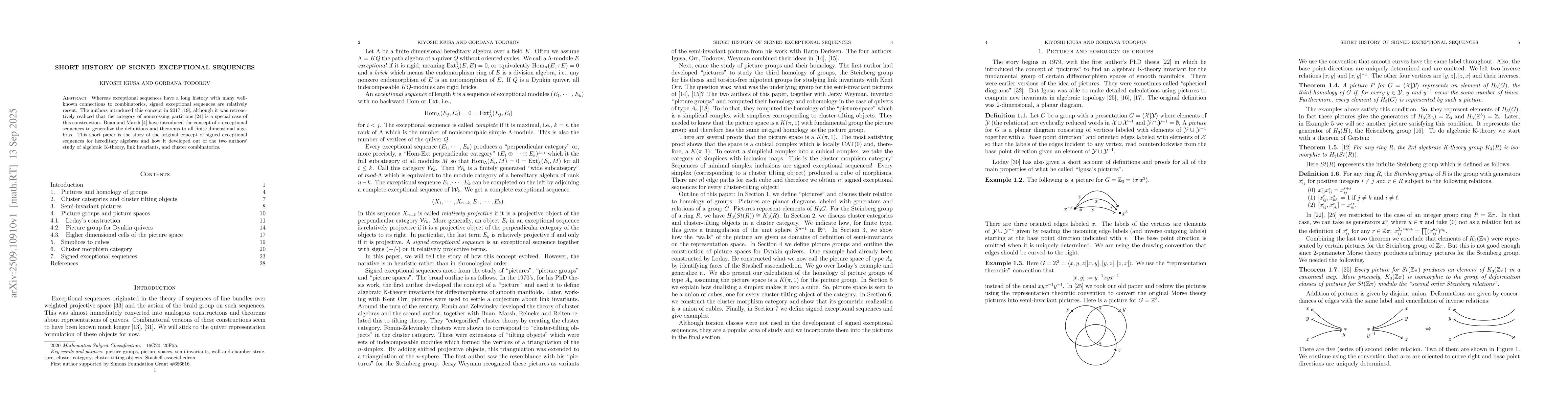 Thumbnail for Short history of signed exceptional sequences