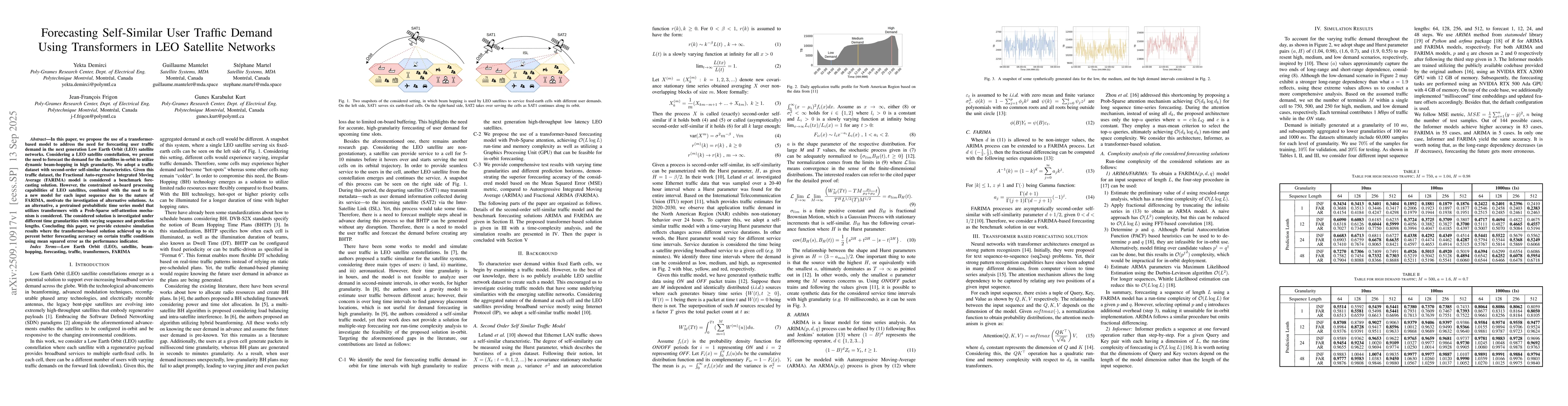 Thumbnail for Forecasting Self-Similar User Traffic Demand Using Transformers in LEO
  Satellite Networks