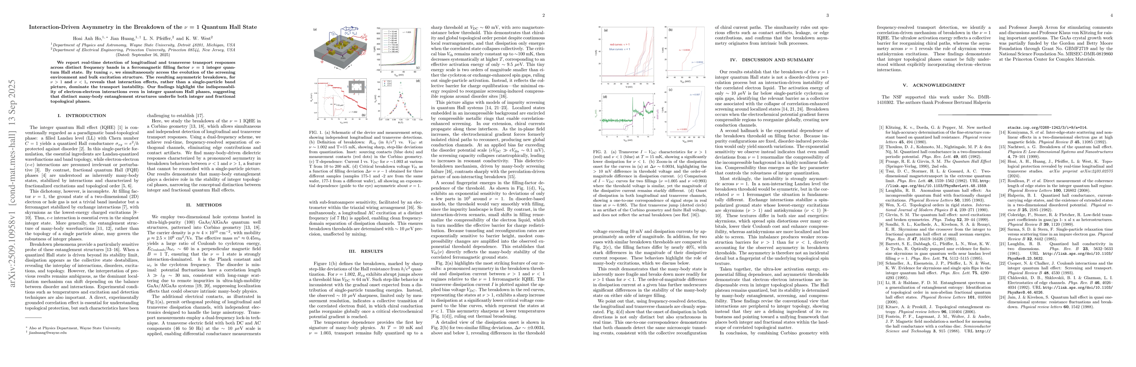 Thumbnail for Interaction-Driven Asymmetry in the Breakdown of the $ν$ = 1 Quantum
  Hall State