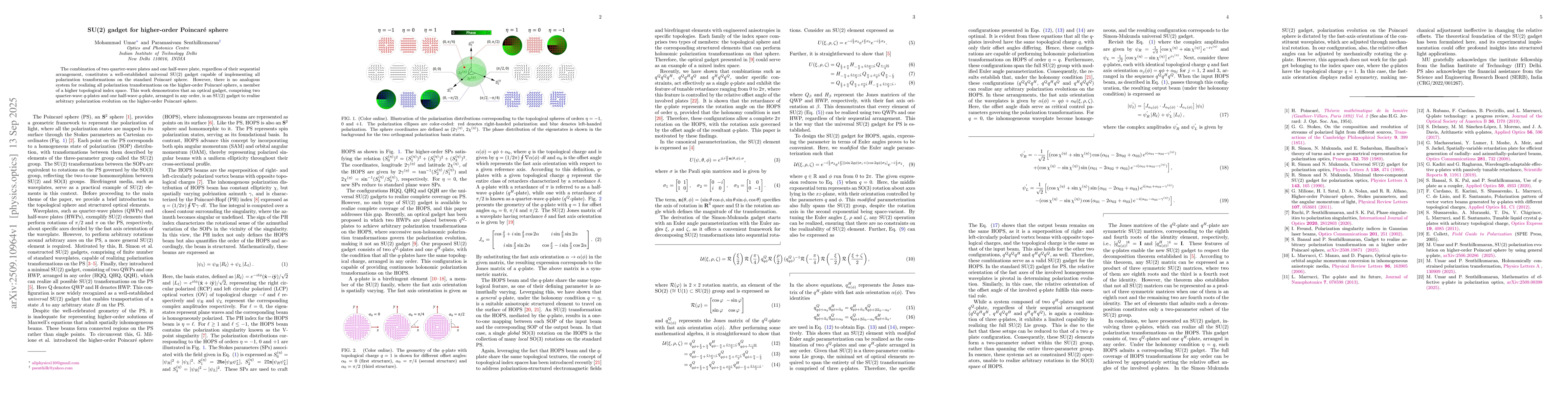 Thumbnail for SU(2) gadget for higher-order Poincaré sphere