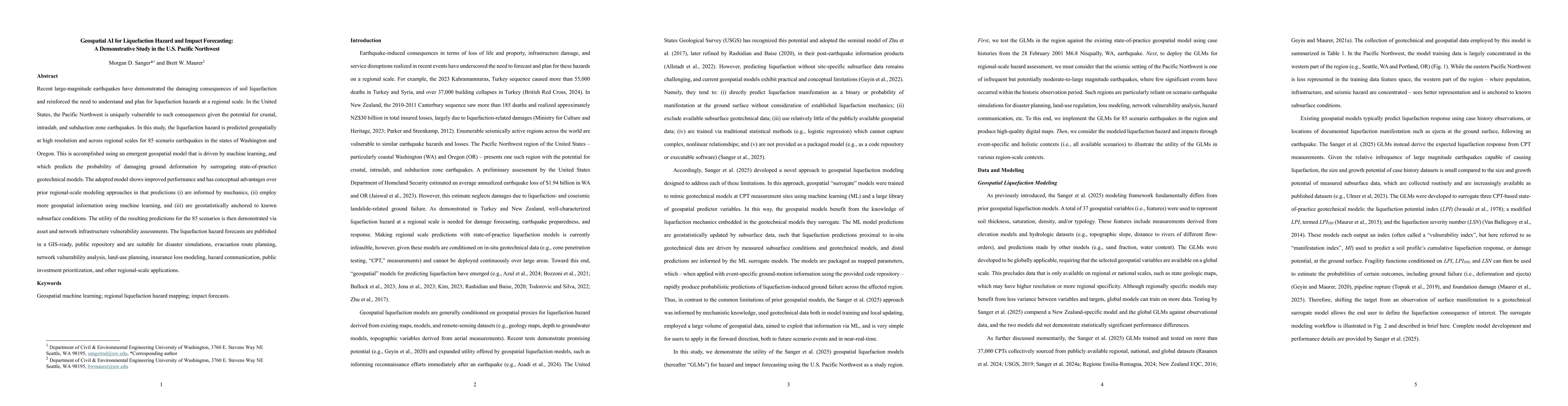 Thumbnail for Geospatial AI for Liquefaction Hazard and Impact Forecasting: A
  Demonstrative Study in the U.S. Pacific Northwest
