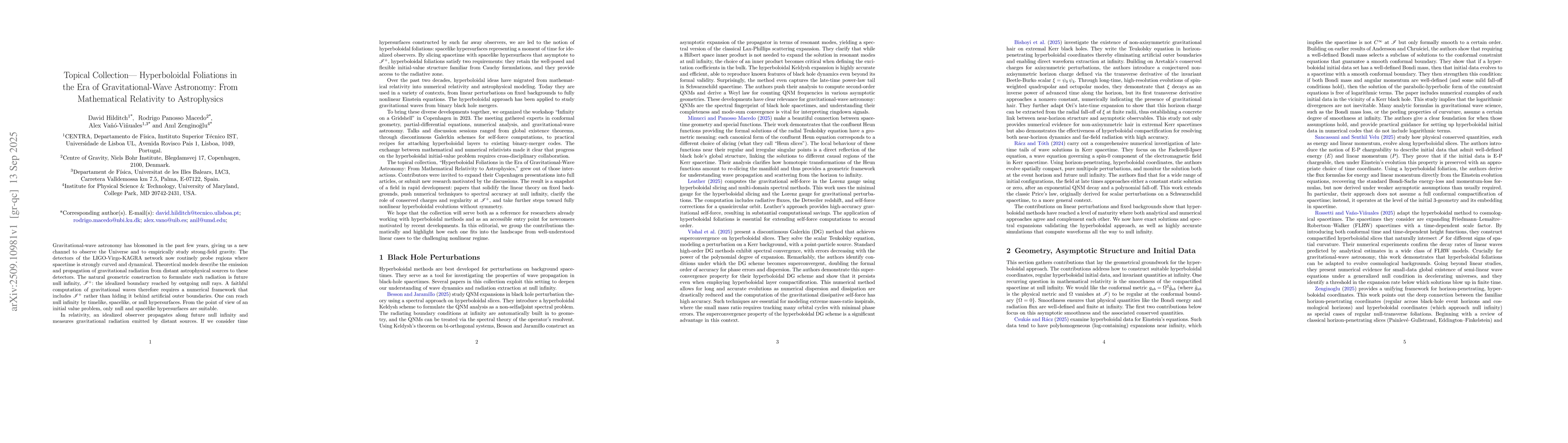 Thumbnail for Topical Collection-Hyperboloidal Foliations in the Era of
  Gravitational-Wave Astronomy: From Mathematical Relativity to Astrophysics