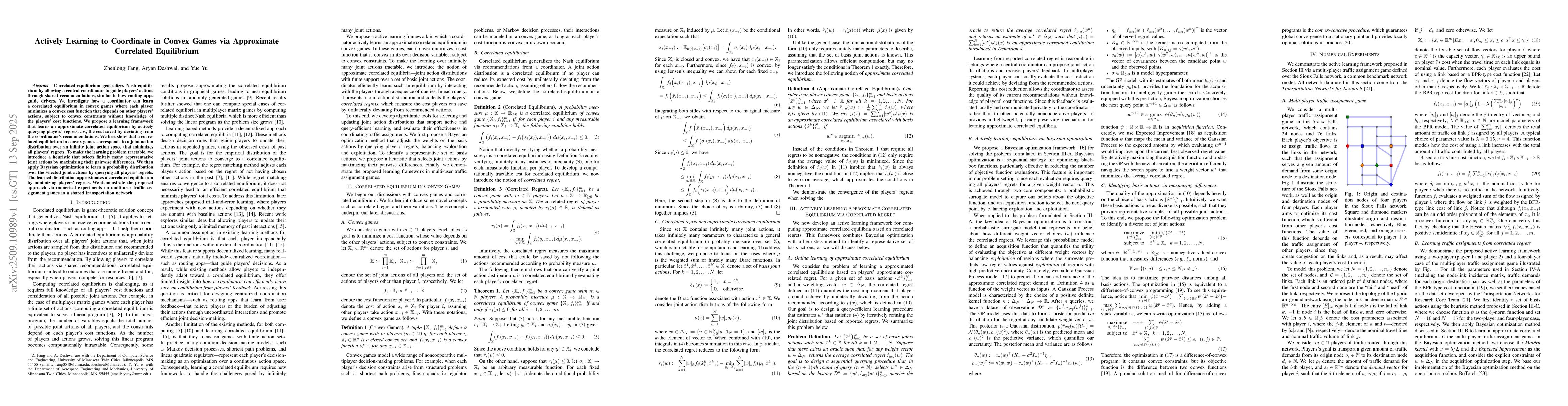 Thumbnail for Actively Learning to Coordinate in Convex Games via Approximate
  Correlated Equilibrium