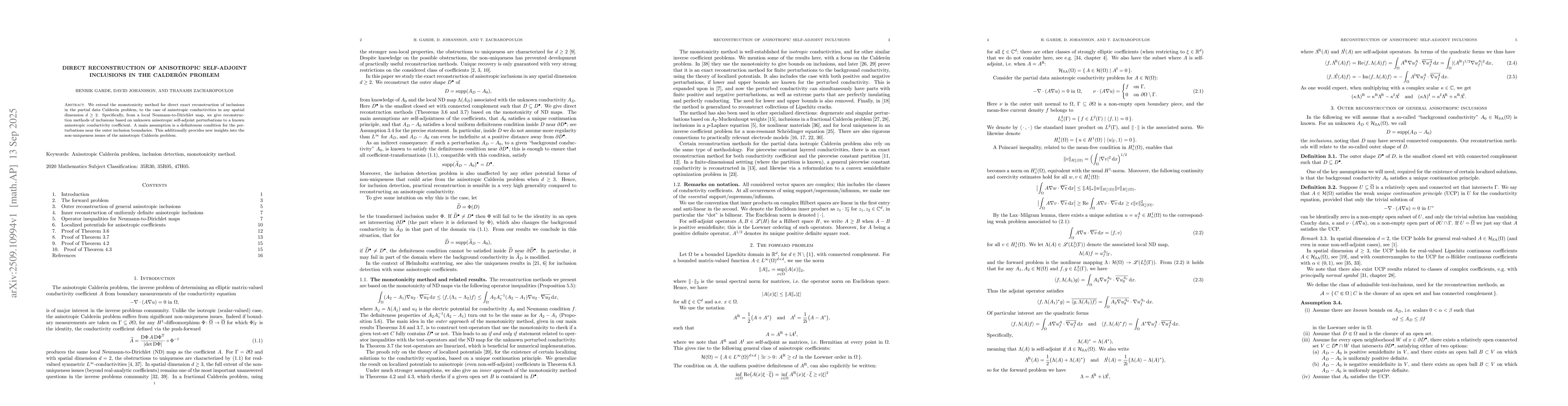 Thumbnail for Direct reconstruction of anisotropic self-adjoint inclusions in the
  Calderón problem