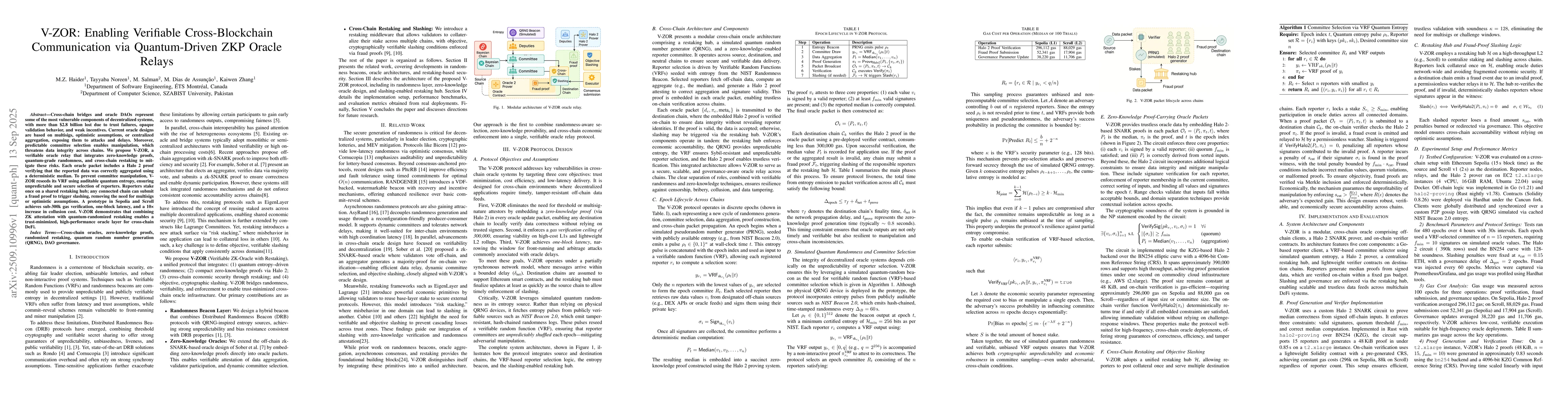Thumbnail for V-ZOR: Enabling Verifiable Cross-Blockchain Communication via
  Quantum-Driven ZKP Oracle Relays