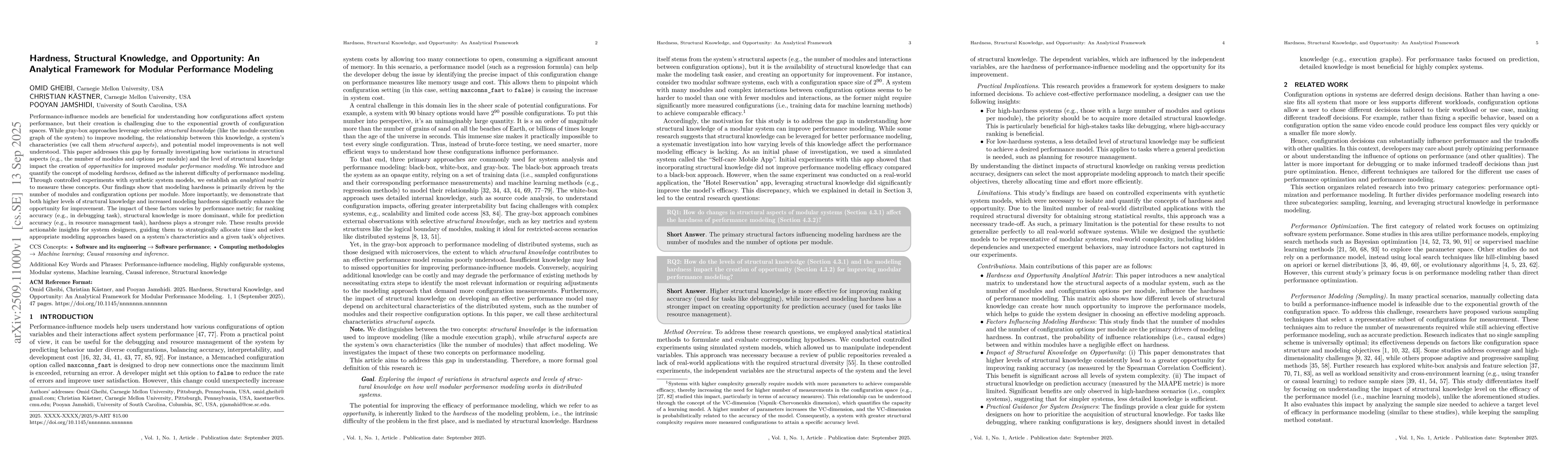 Thumbnail for Hardness, Structural Knowledge, and Opportunity: An Analytical Framework
  for Modular Performance Modeling