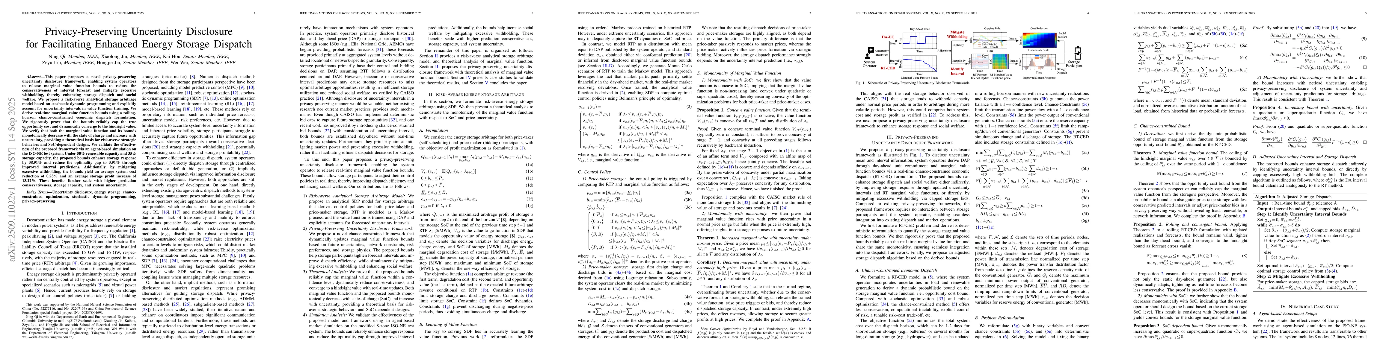 Thumbnail for Privacy-Preserving Uncertainty Disclosure for Facilitating Enhanced
  Energy Storage Dispatch