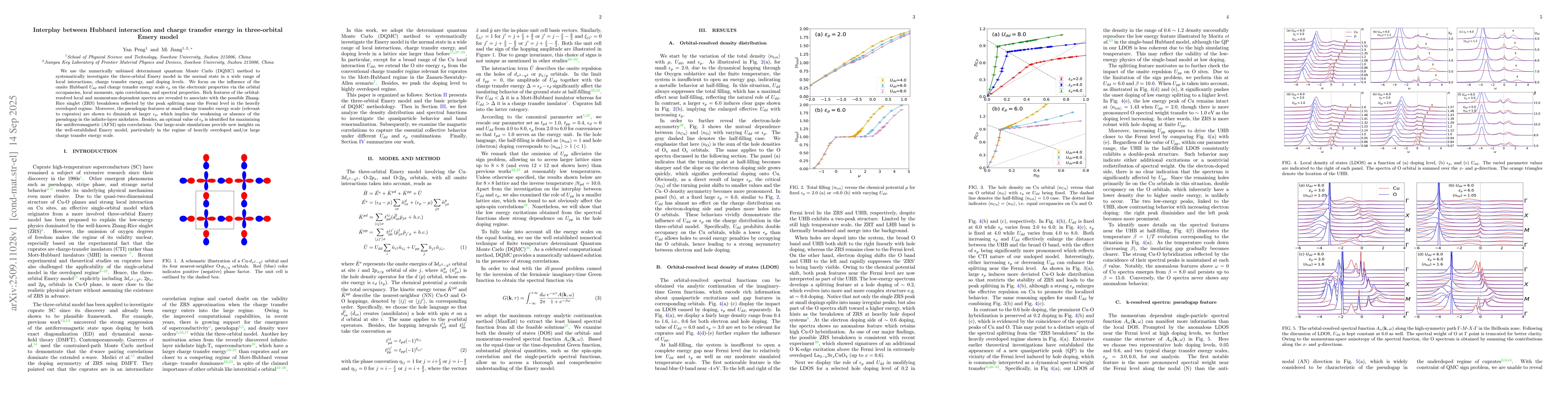 Thumbnail for Interplay between Hubbard interaction and charge transfer energy in
  three-orbital Emery model