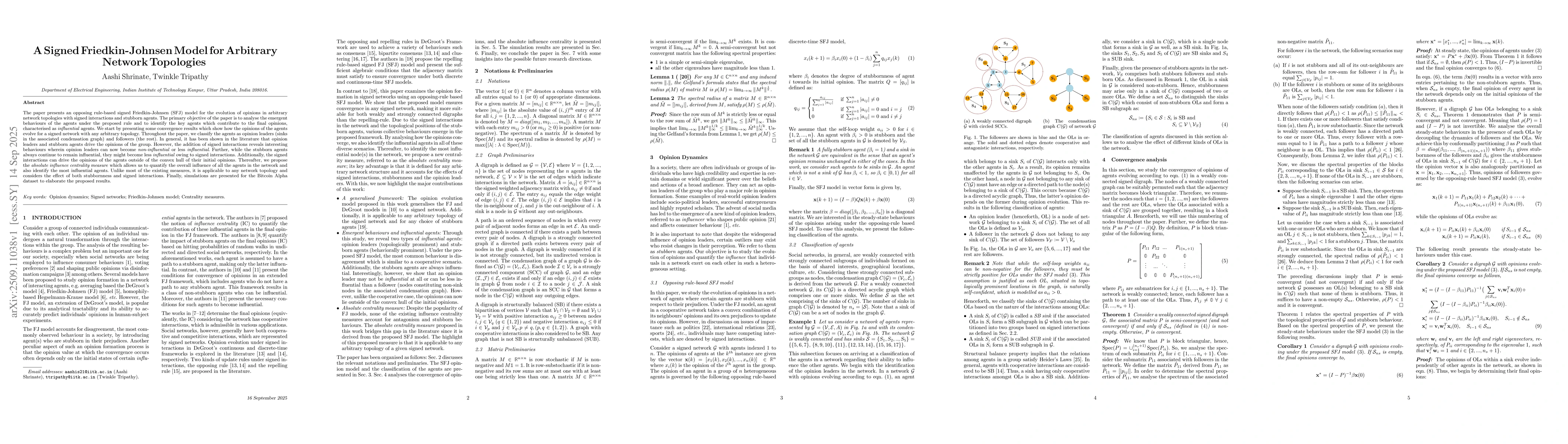 Thumbnail for A Signed Friedkin-Johnsen Model for Arbitrary Network Topologies