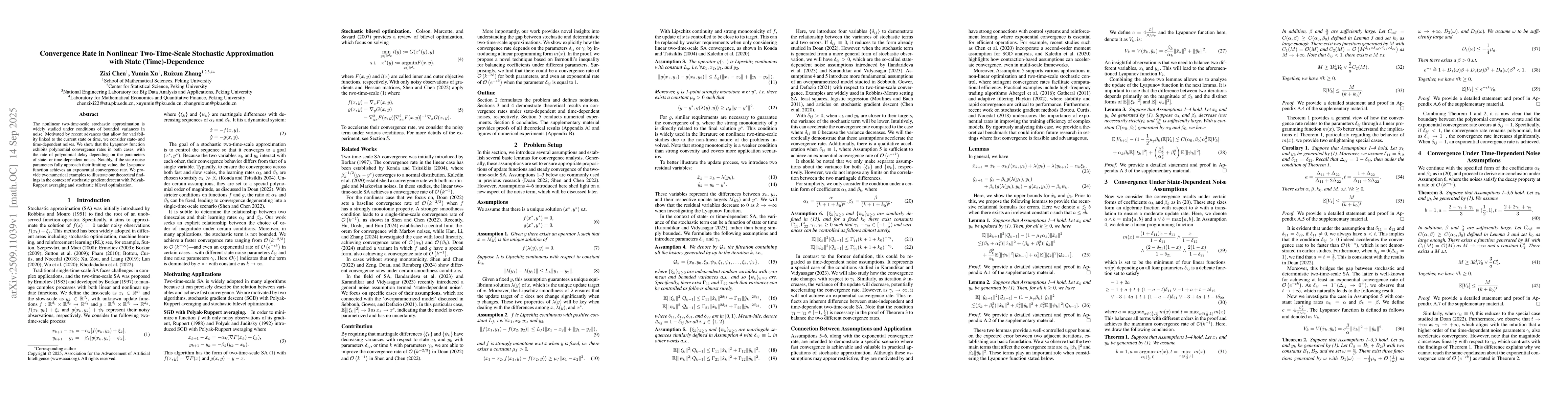 Thumbnail for Convergence Rate in Nonlinear Two-Time-Scale Stochastic Approximation
  with State (Time)-Dependence