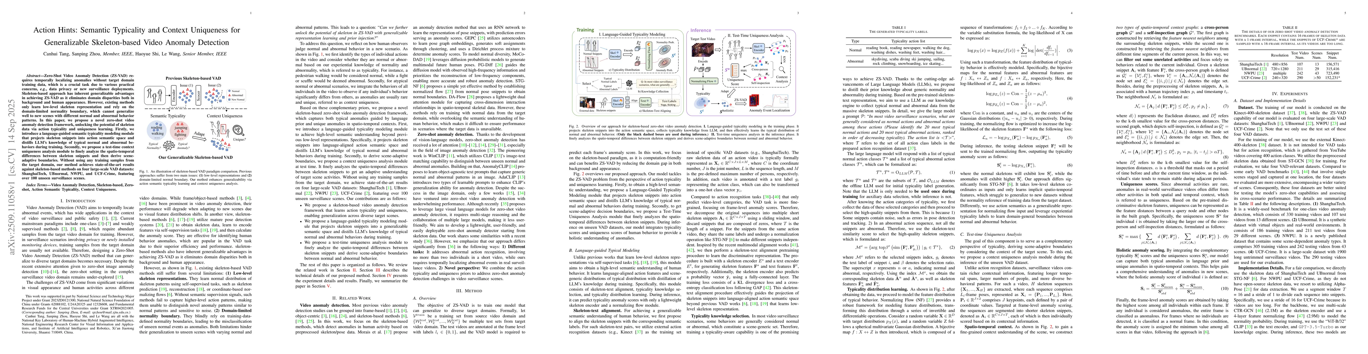 Thumbnail for Action Hints: Semantic Typicality and Context Uniqueness for
  Generalizable Skeleton-based Video Anomaly Detection