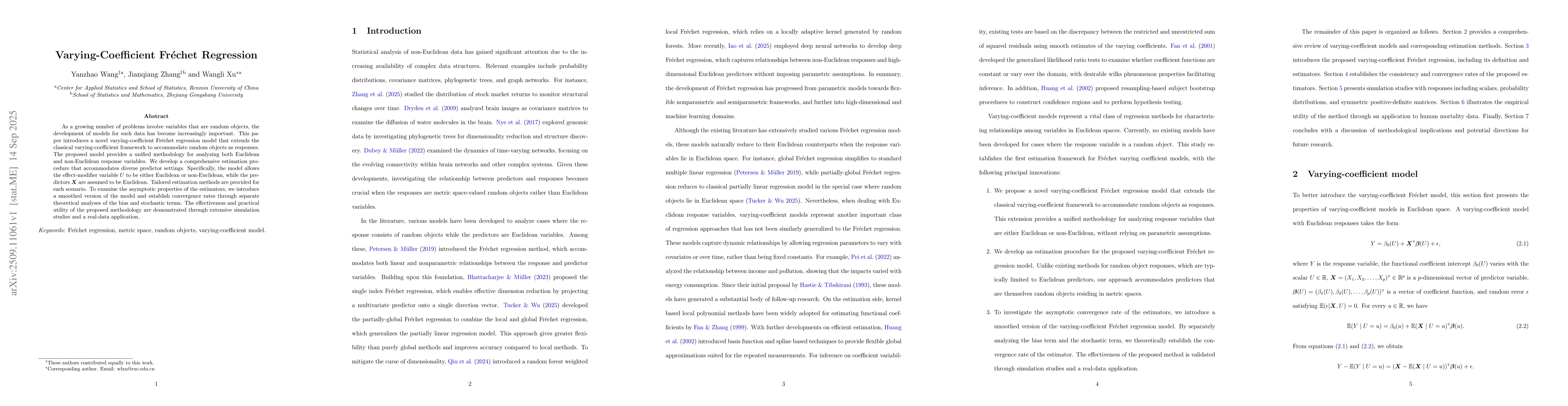Thumbnail for Varying-Coefficient Fréchet Regression