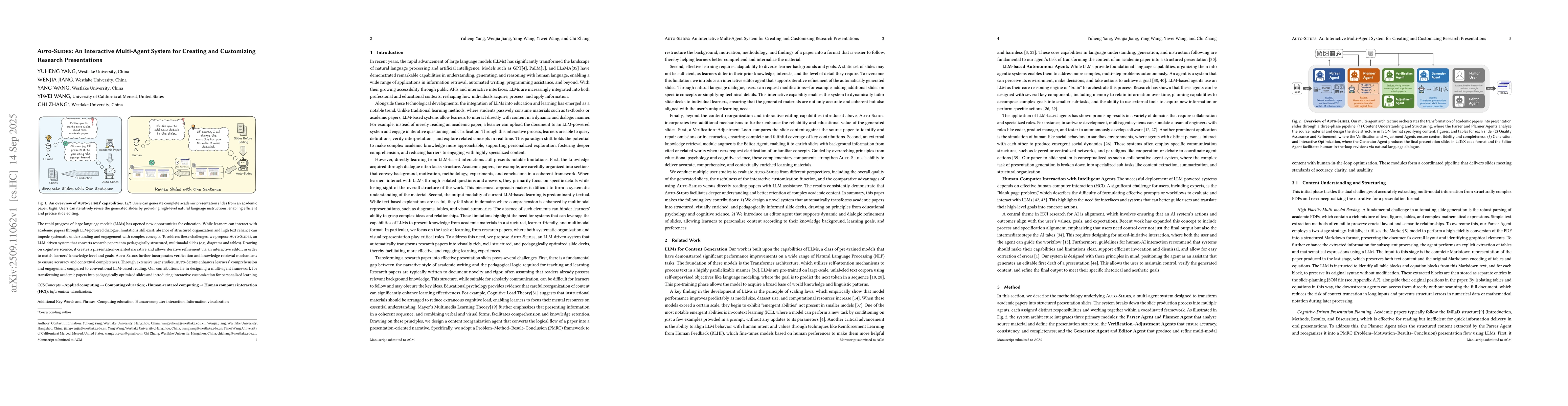 Thumbnail for Auto-Slides: An Interactive Multi-Agent System for Creating and
  Customizing Research Presentations